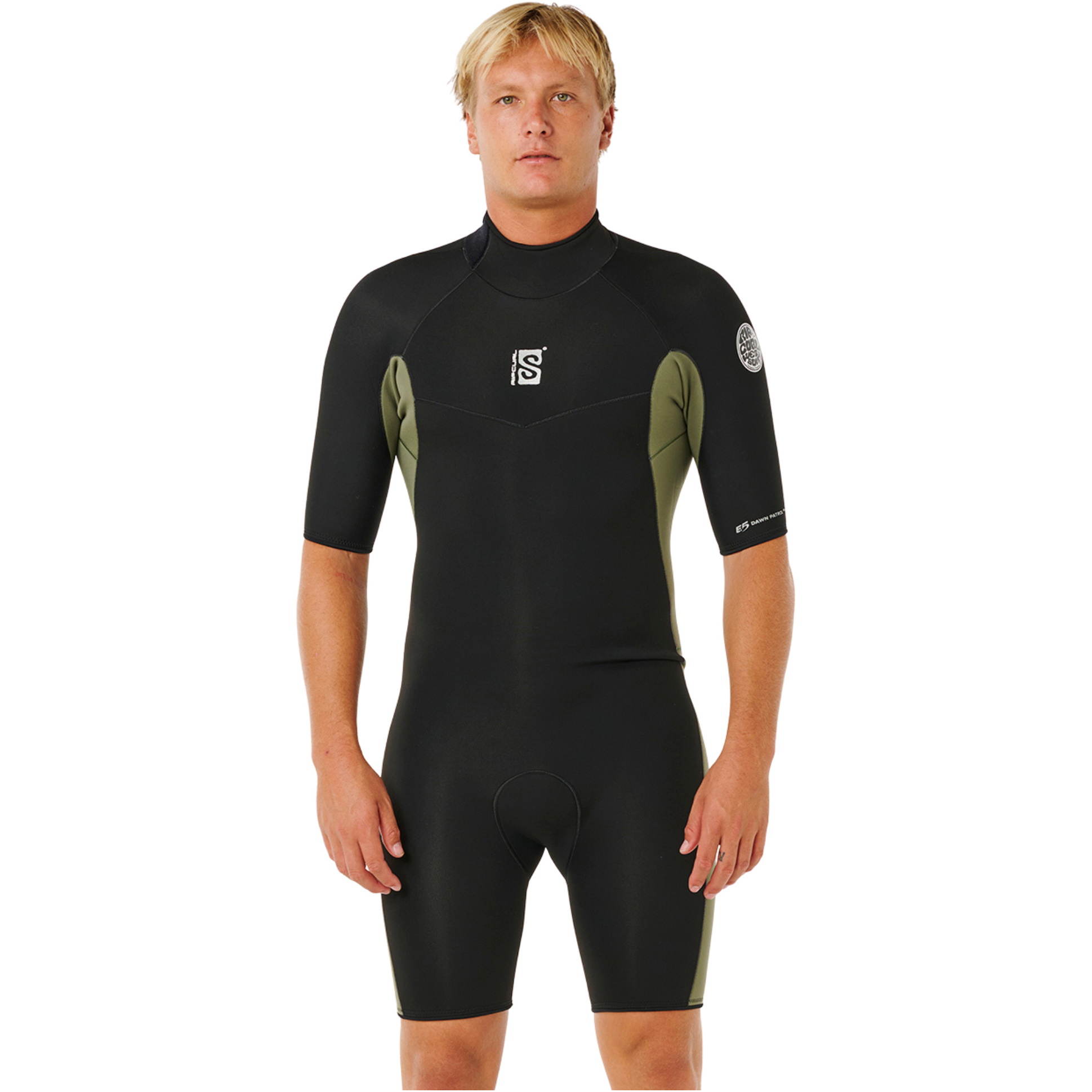 2026 Rip Curl M&auml;nner Dawn Patrol 2mm R&uuml;ckenrei&szlig;verschluss Shorty Neoprenanzug 11TMSP - Deep Cactus